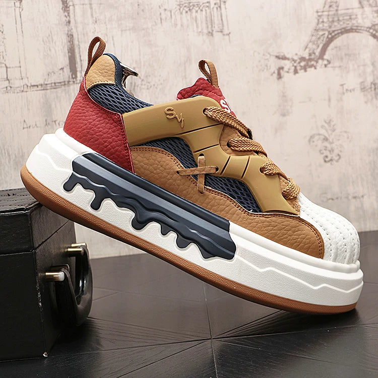 Men's 2026 Spring New Height-Increasing Platform Mesh Athletic White Sneakers