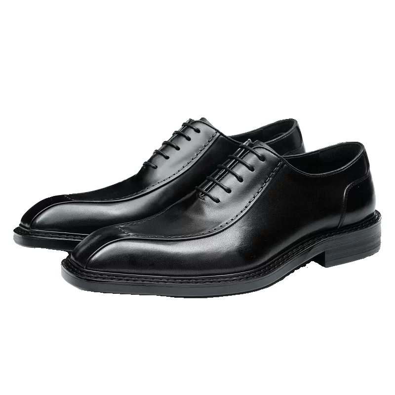 Men's Genuine Leather Leather Shoes, Square Toe, British Style