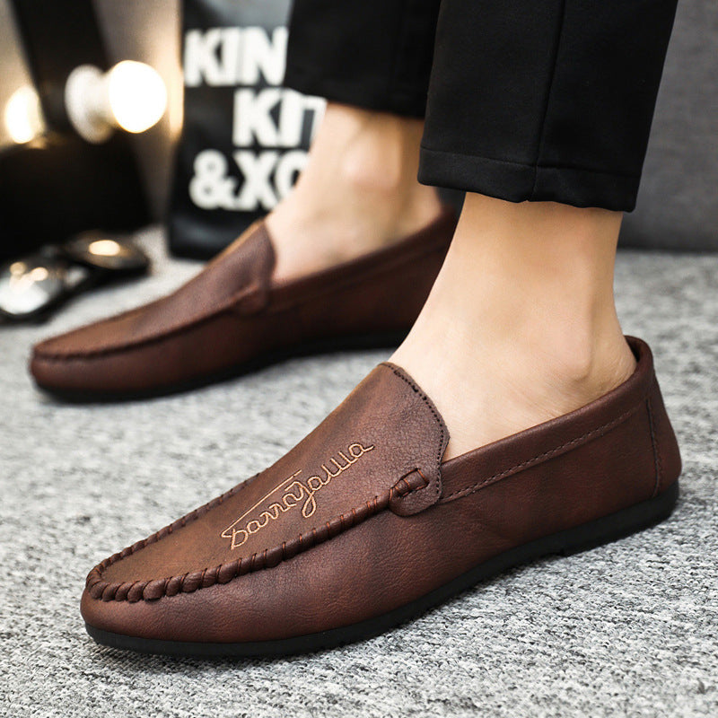Lazy black spirit guy shoes business fashion soft surface breathable British style loafer beanie shoes platform Internet celebrity