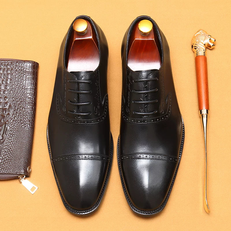 Men's Genuine Leather Oxford Shoes, British Style, Business