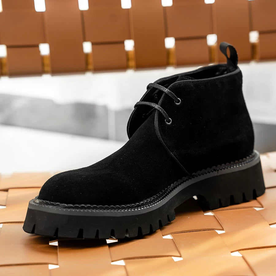 Men's Genuine Leather Martin Boots, Height Increasing, Thick Sole