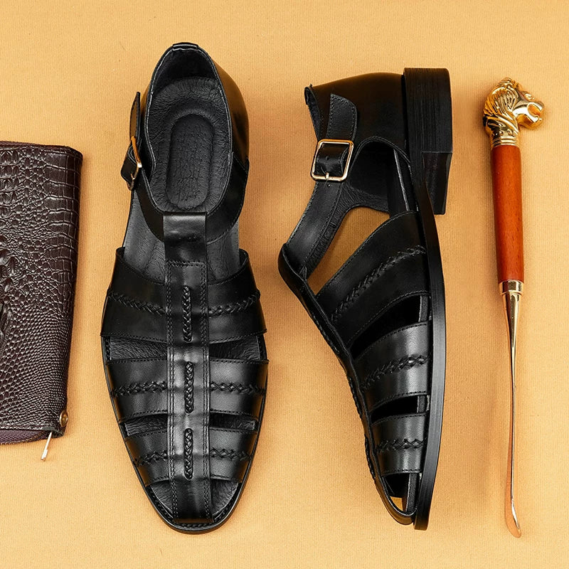Men's Genuine Leather Sandals, Breathable