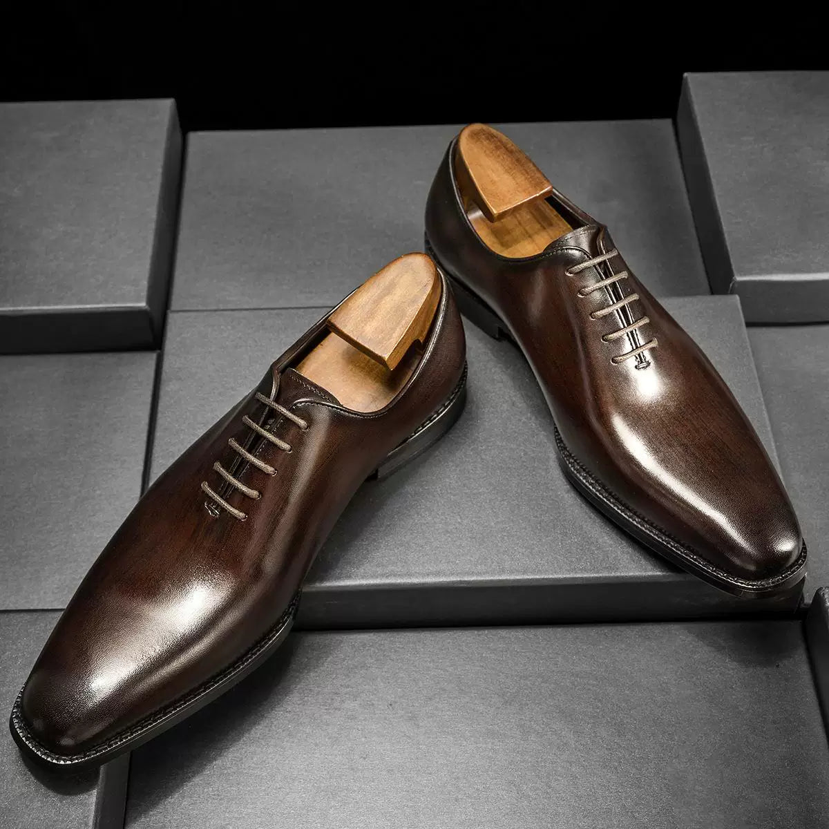 Men's Genuine Leather Oxford Shoes, Breathable, Lace-Up
