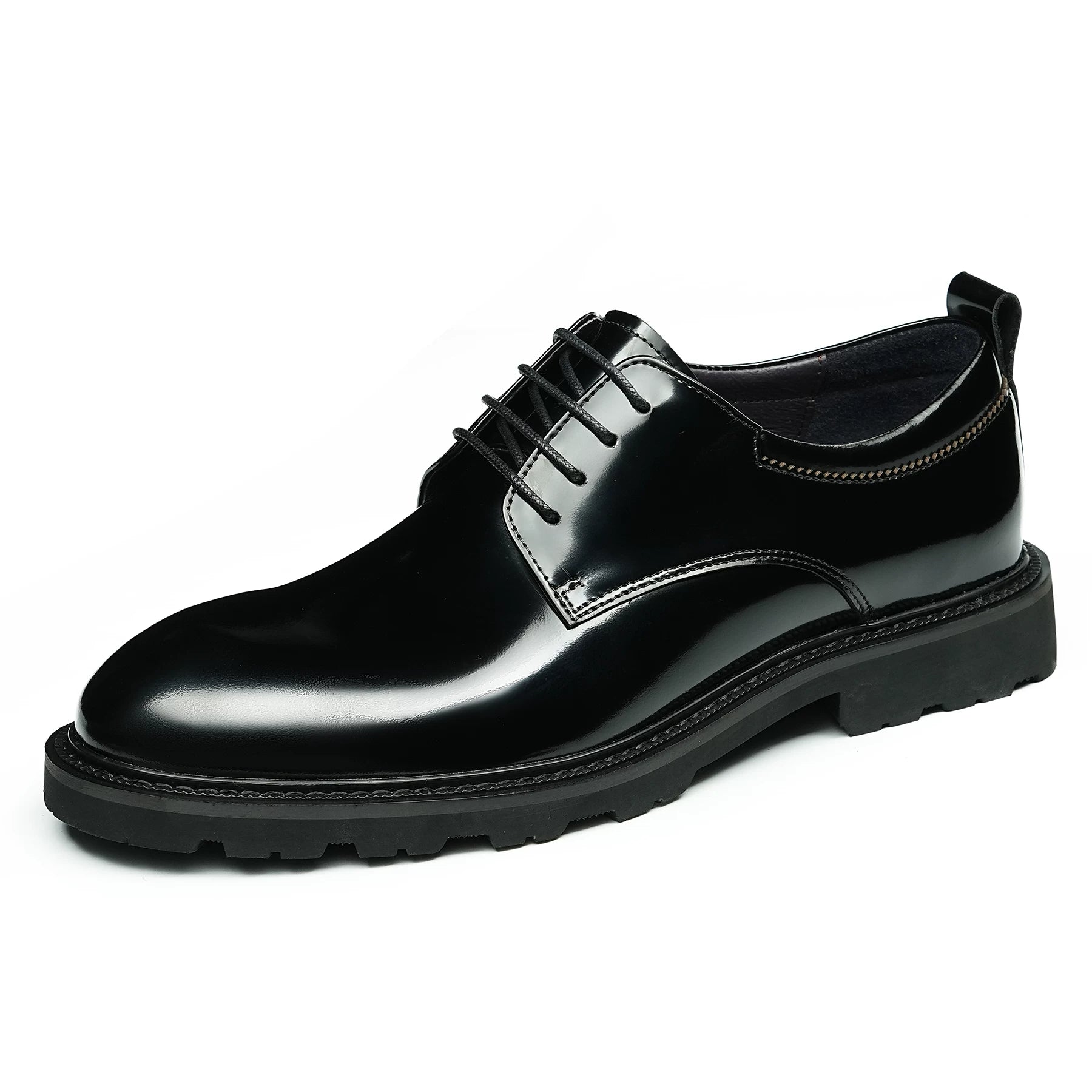 Men's Genuine Leather Derby Shoes, Patent Leather, Glossy