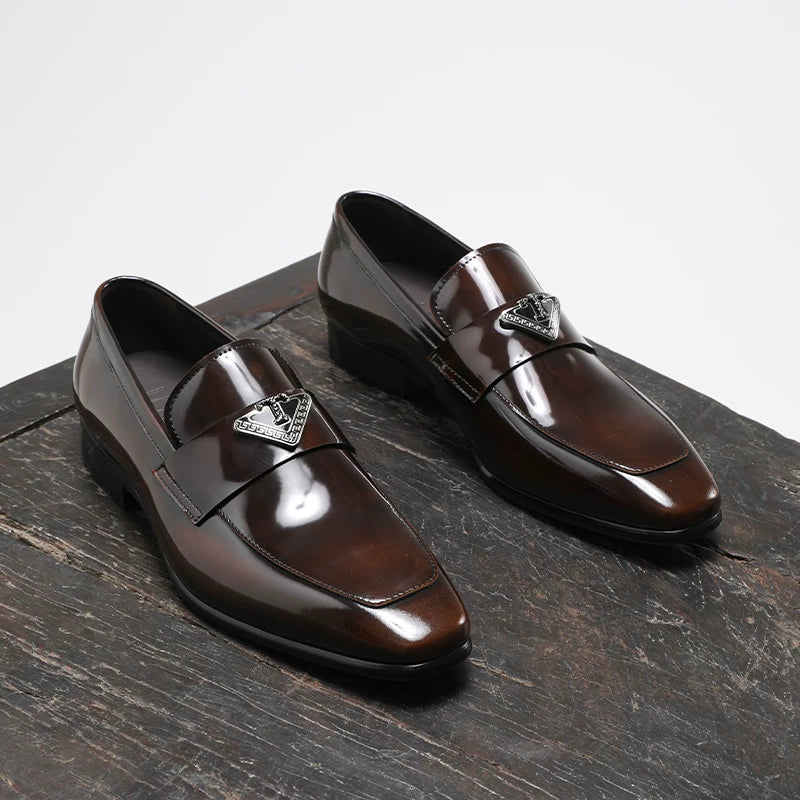 Men's Genuine Leather Loafers, Square Toe, Slip-On