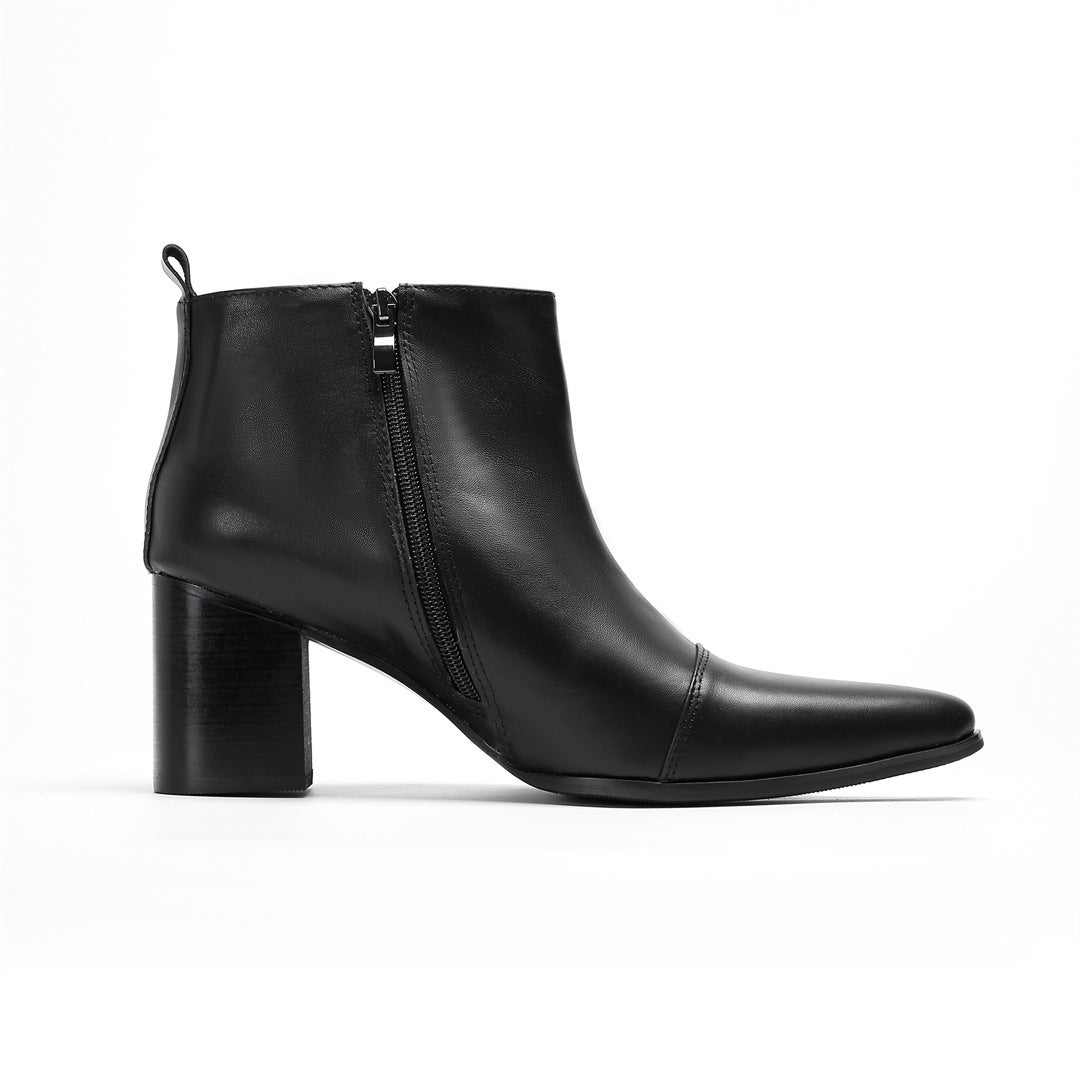 Men's Black Leather Boots – Height Increasing