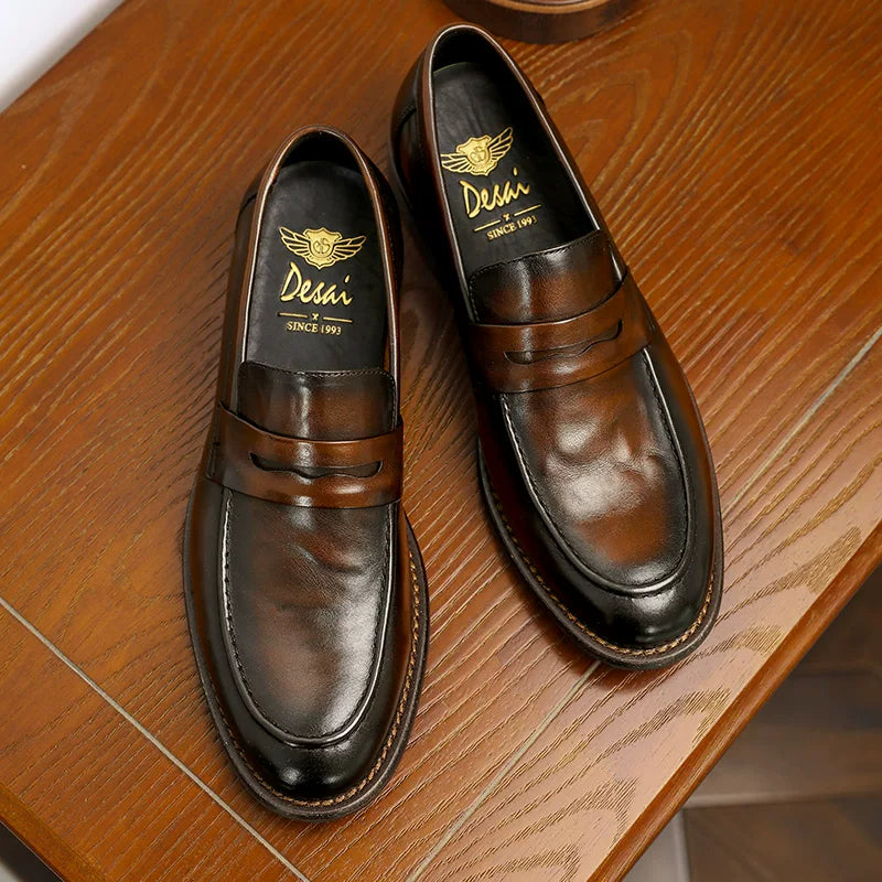 Men's Genuine Leather Loafers, Slip-On, Soft Sole