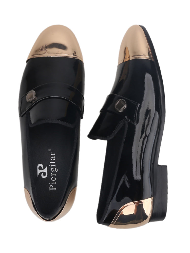 New Patent Leather Men's Slip-on Loafers Metal Buckle Wedding Banquet Party Slip-On Formal Penny Shoes for Men
