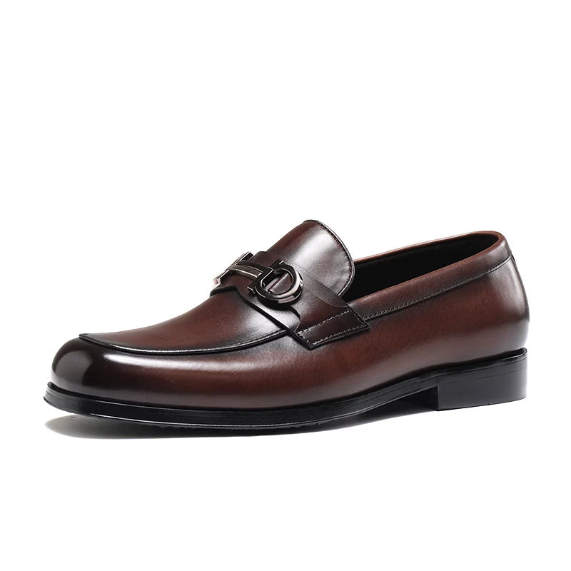 Men's Genuine Leather Loafers, Slip-On, British Style