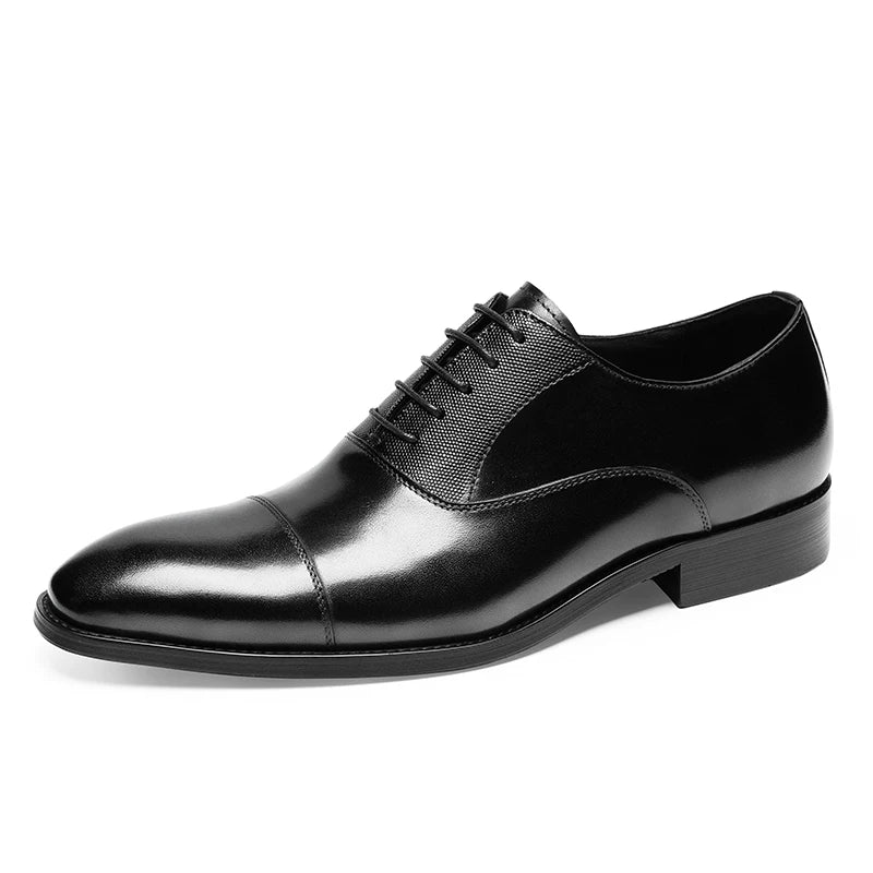 Men's Genuine Leather Oxford Shoes, Pointed Toe, British Style
