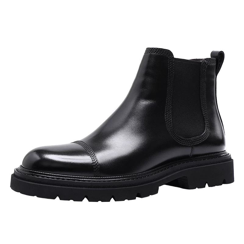 Men's Genuine Leather Chelsea Boots, Thick Sole, Handmade