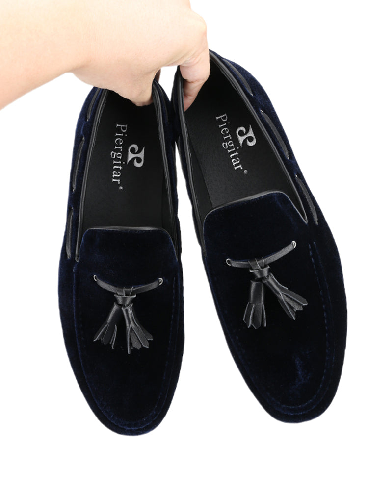 New imported velvet gentleman British yuppie shoes trendy leather tassel loafers large size smoking shoes loafers