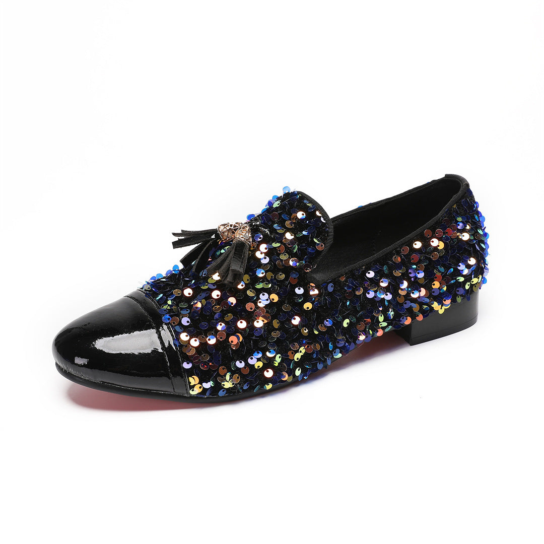 Men's Leather Casual Shoes – Rhinestone Detail – Style 84