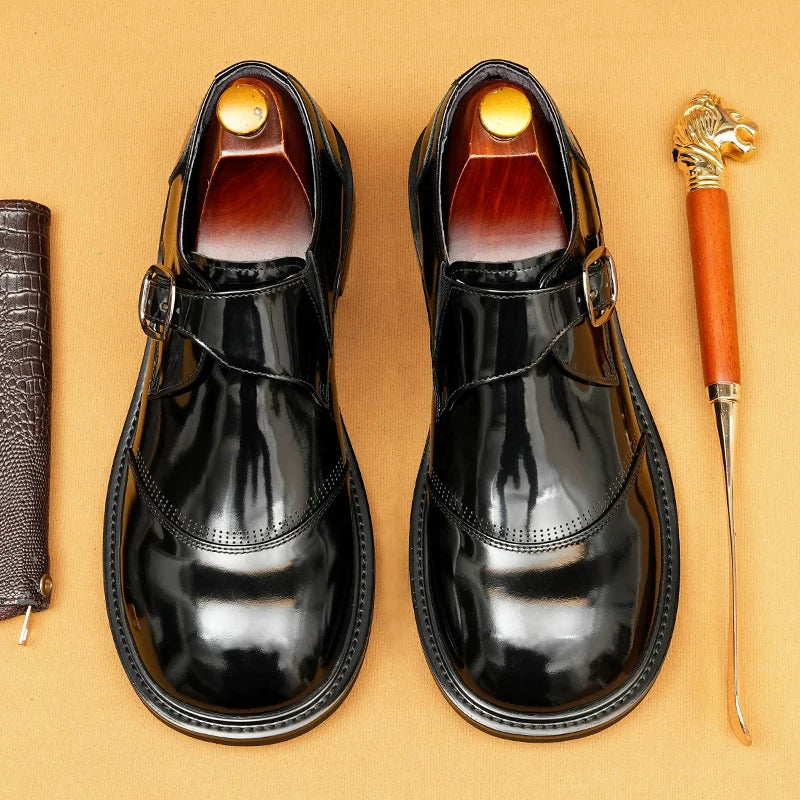 Men's Black Genuine Leather Loafers, Patent Leather, Slip-On