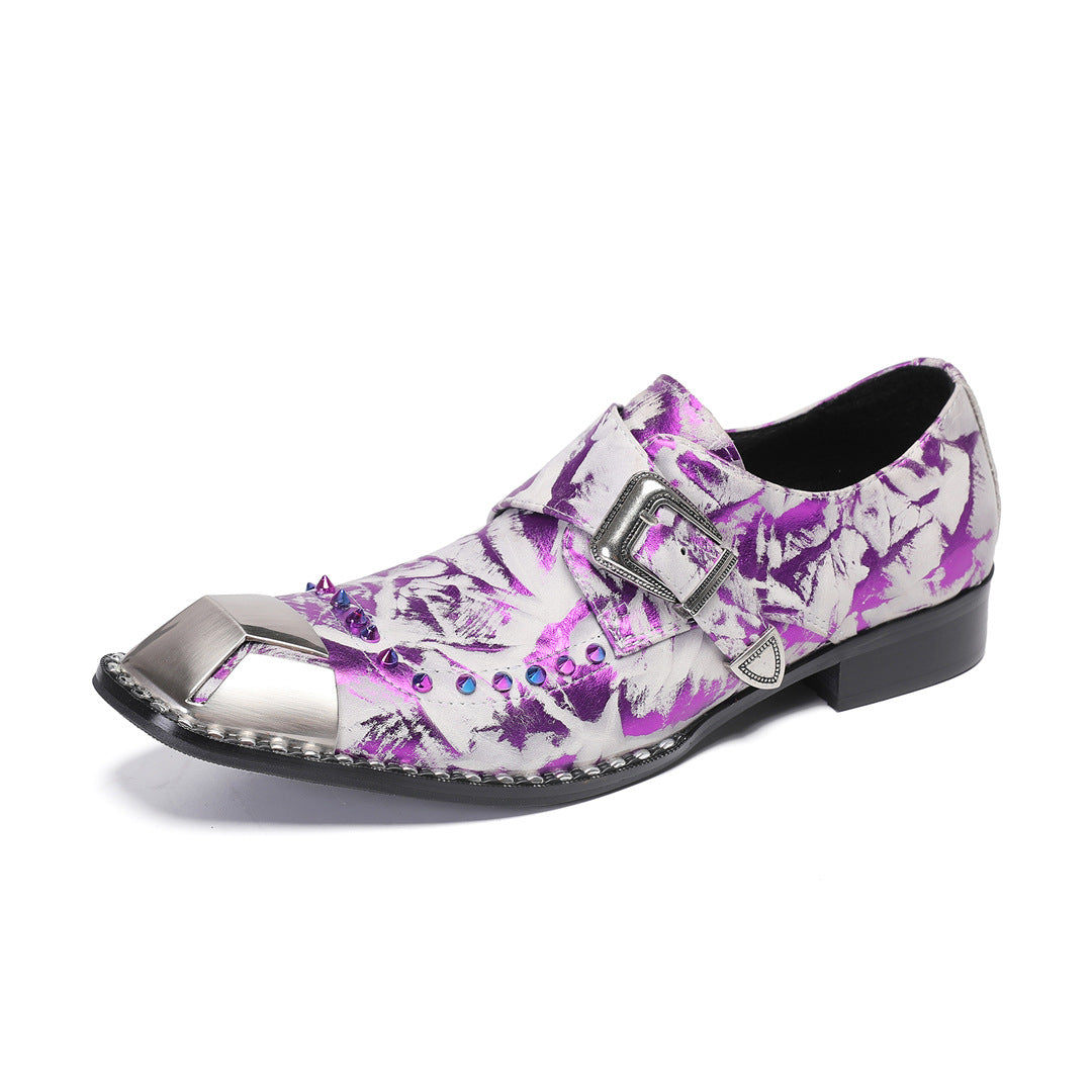 Men's Purple Leather Oxford Formal Shoes – Style 72