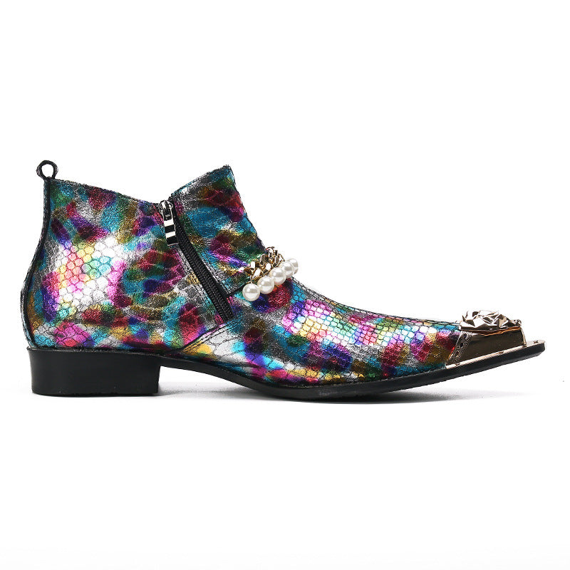 Chelsea boots men's spring and summer British style Martin boots men's mid-top leather boots plus velvet warm men's zipper trendy short boots