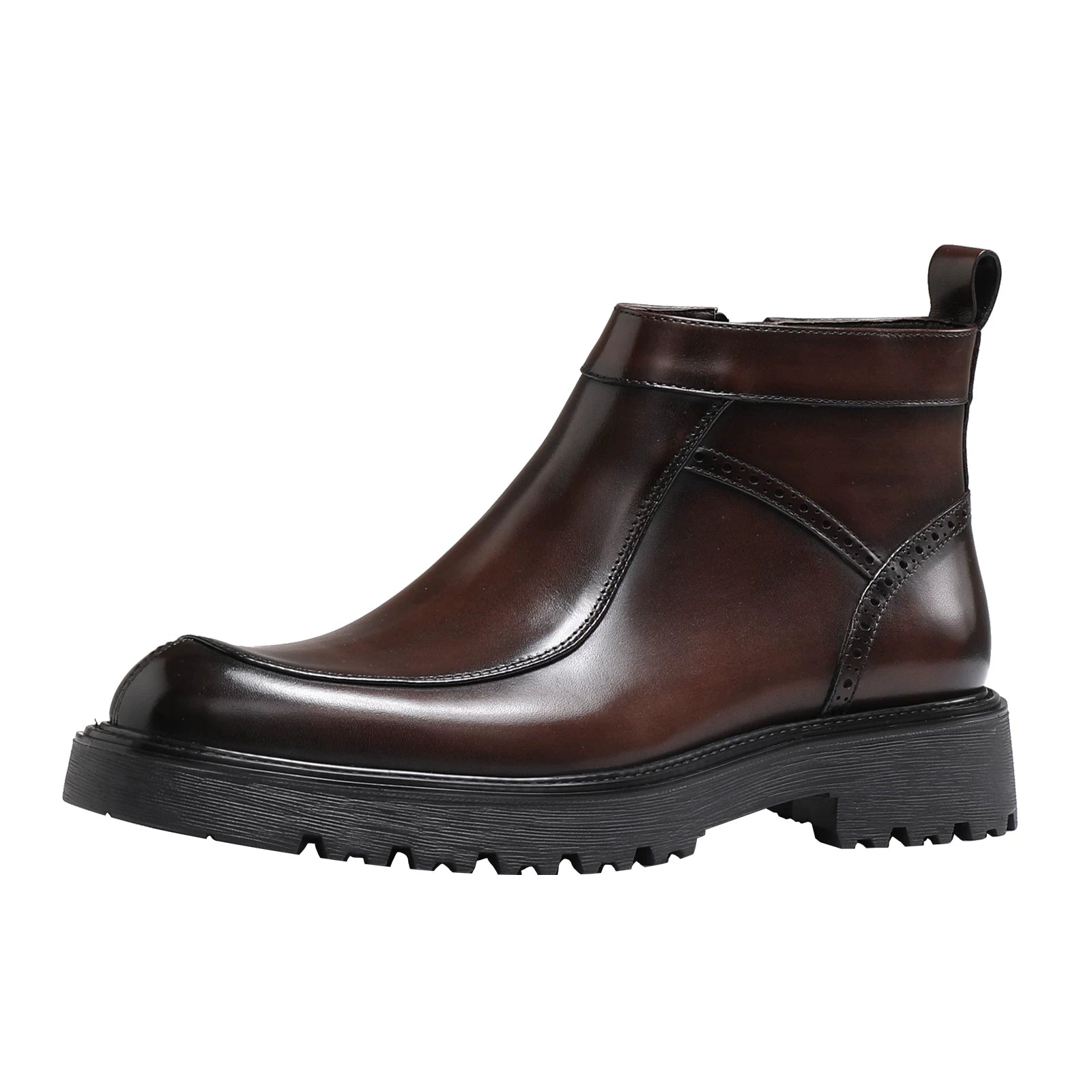 Men's Genuine Leather Martin Boots, Thick Sole, Round Toe