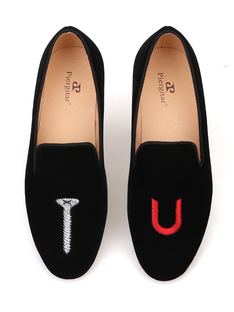 New personalized graffiti electric embroidery ladies handmade loafers European and American big-name same style embroidered trendy slip-on shoes
