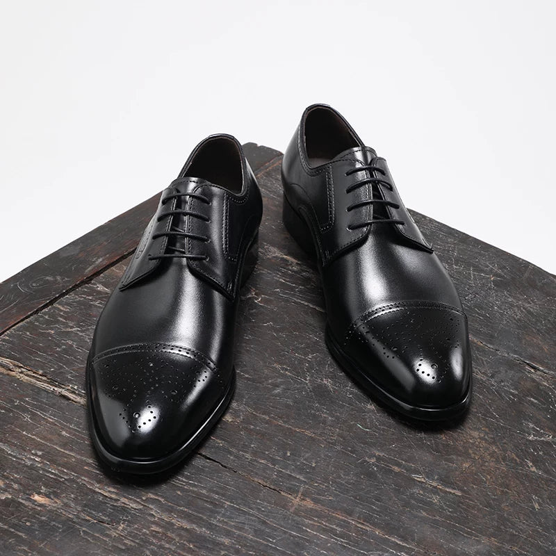 Men's Genuine Leather Derby Shoes, British Style, Business