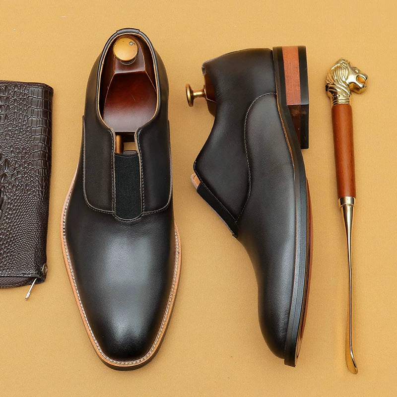 Men's Genuine Leather Loafers, Slip-On, Business
