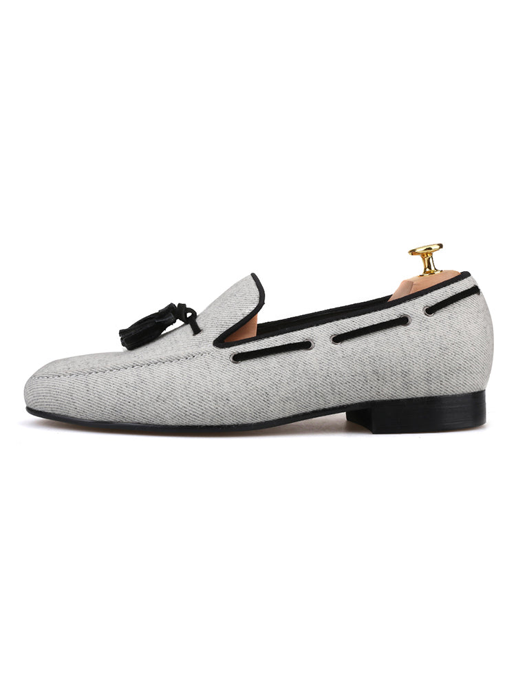 New imported velvet tassel loafers of the same style as the big brand British style men's single shoes banquet shoes large size smoking shoes