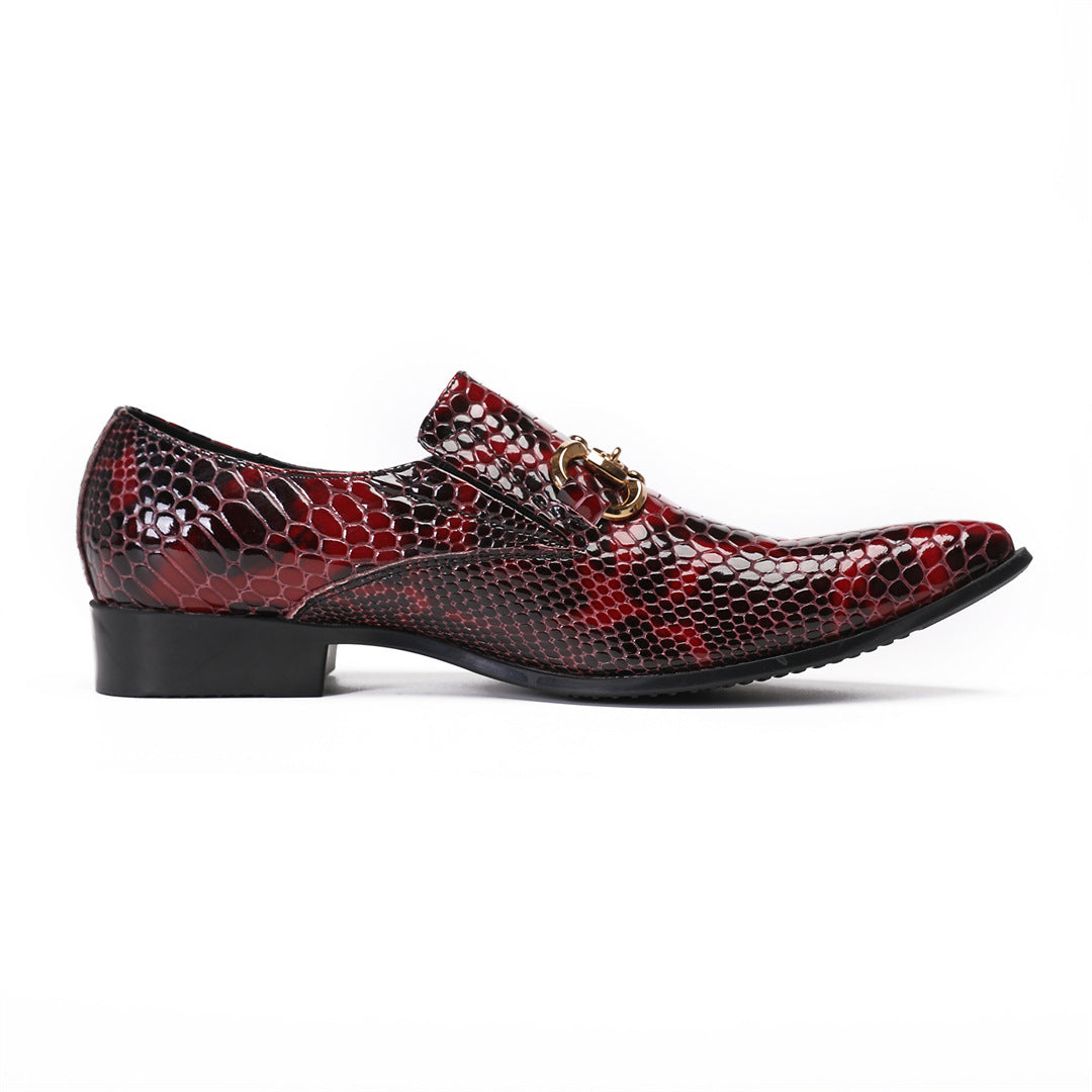 Men's Red Leather Shoes – Pointed Toe, Business – Style 52