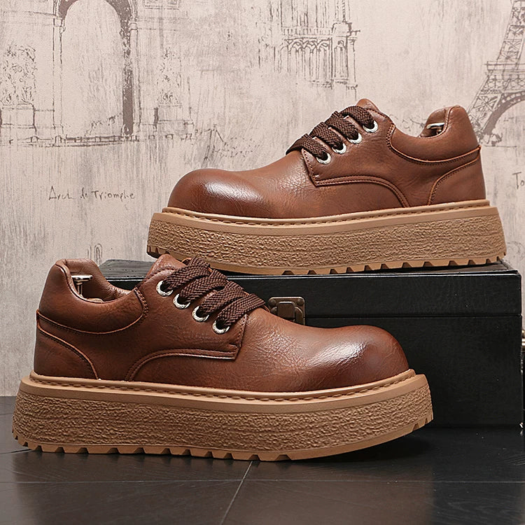 Men's 2026 New Height-Increasing Platform Low-Top Wide-Toe Ankle Boots