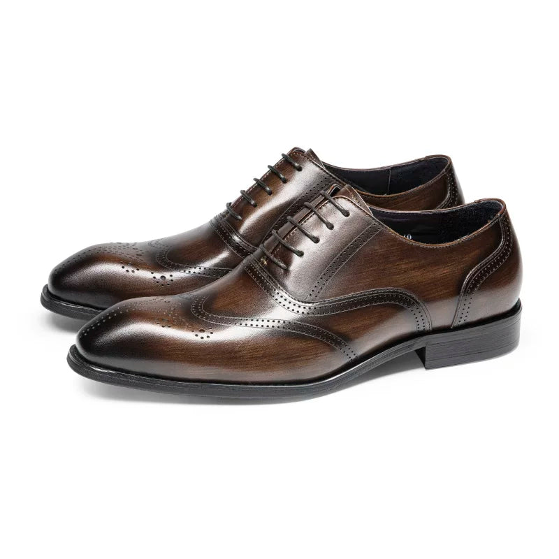 Men's Brown Leather Shoes, British Style, Business