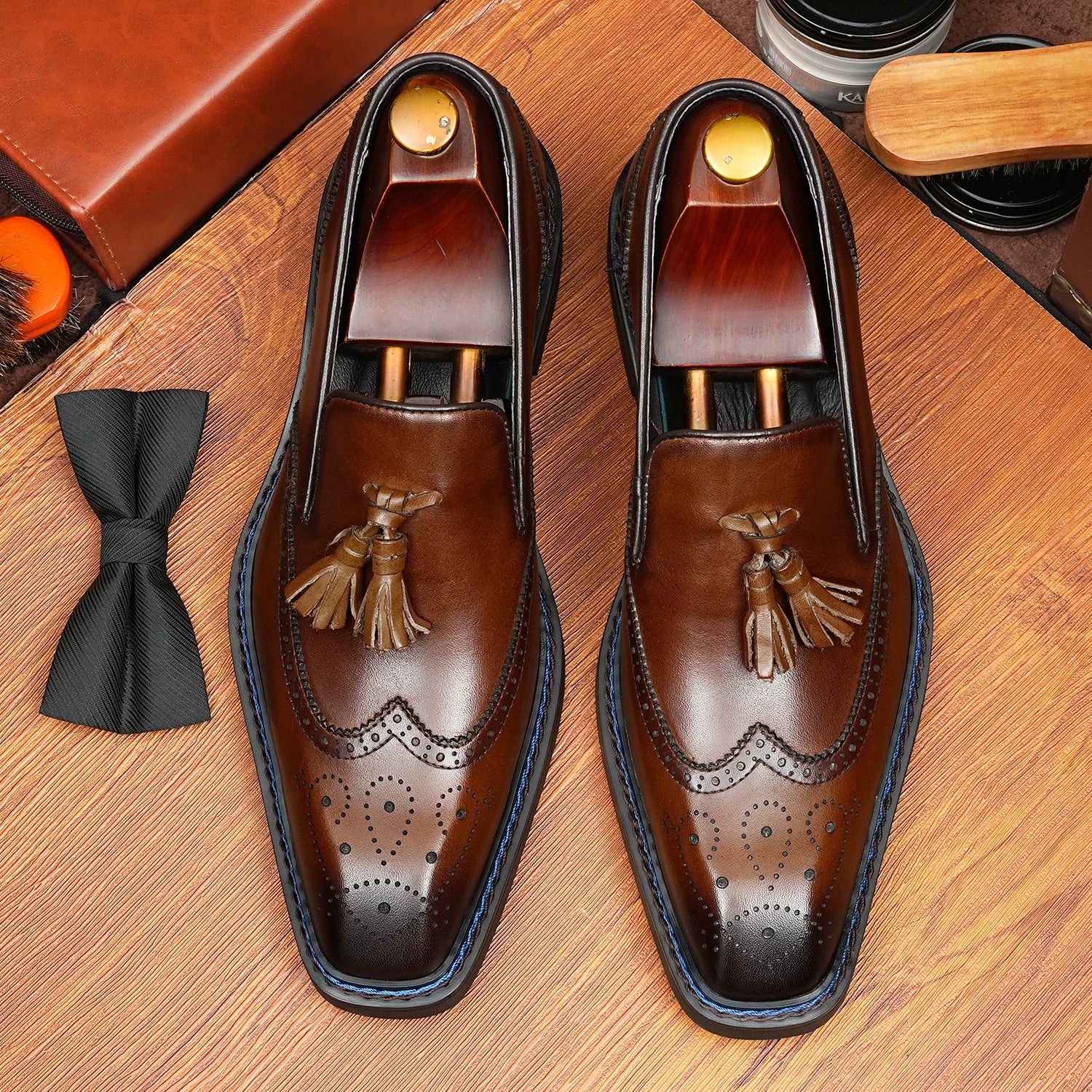 Men's Genuine Leather Loafers, Slip-On, Business