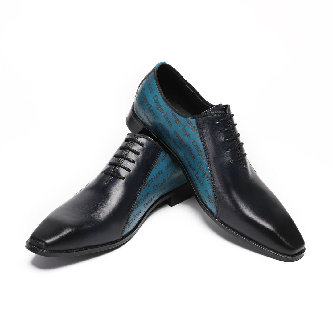 Men's Leather Derby Formal Shoes – Lace-Up, Retro