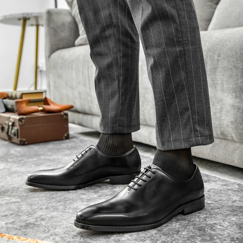 Men's Genuine Leather Leather Shoes, Handmade, Square Toe