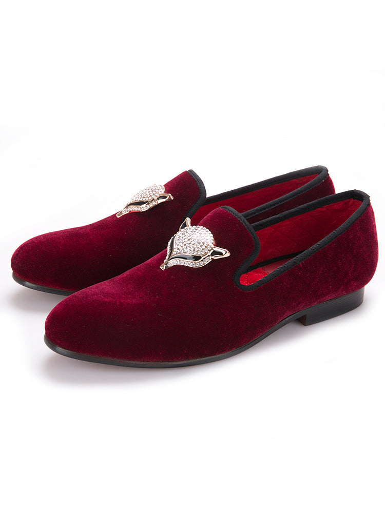 New European and American banquet style men's handmade velvet diamond buckle loafers trendy slip-on large size slip-on shoes