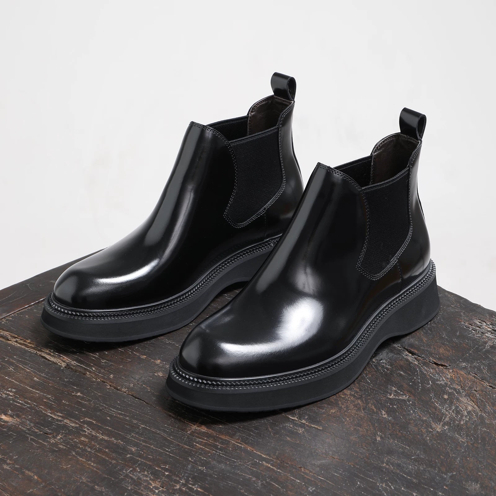 Men's Genuine Leather Martin Boots, Thick Sole, Round Toe