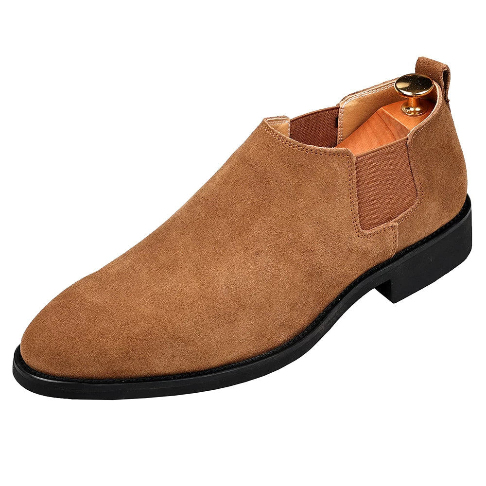 Men's Genuine Leather Chelsea Boots, Height Increasing, Slip-On