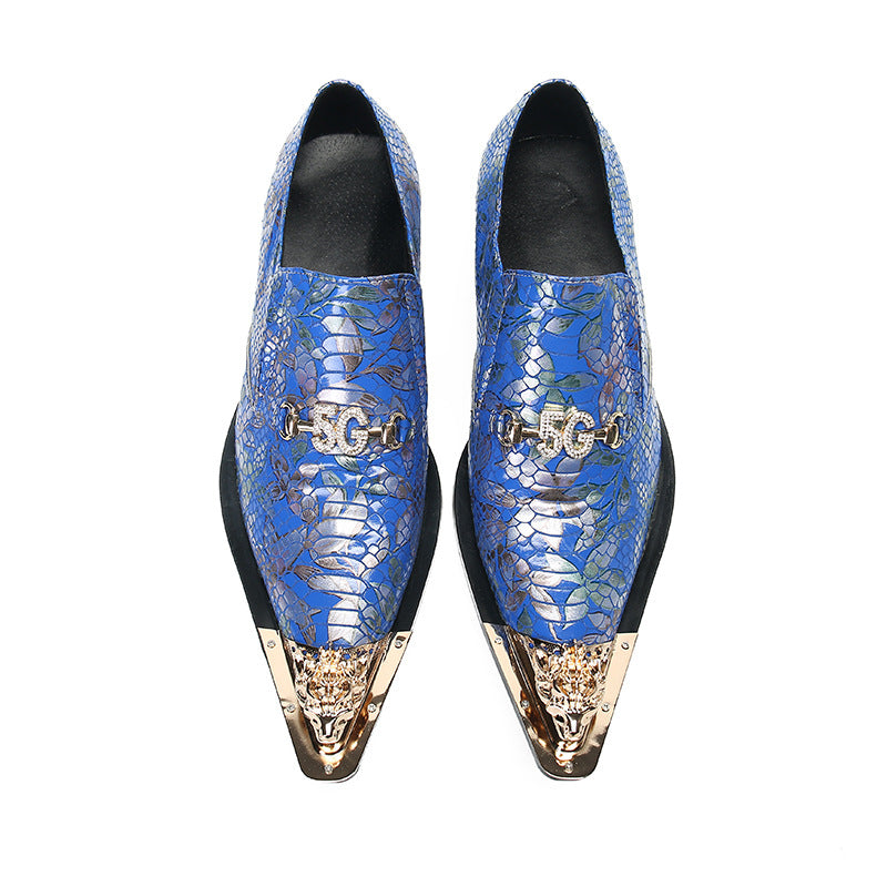 Men's Leather Formal Shoes – Pointed Toe, Crocodile Pattern – Style 16