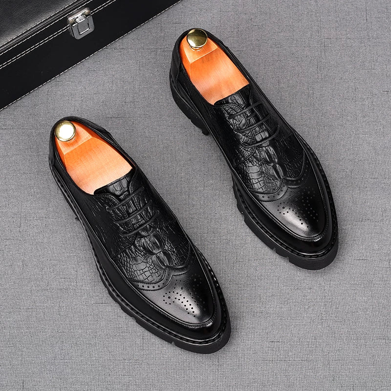 Men's Derby Shoes, Height Increasing, Thick Sole