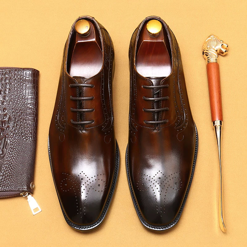 Men's Leather Shoes, Pointed Toe, British Style