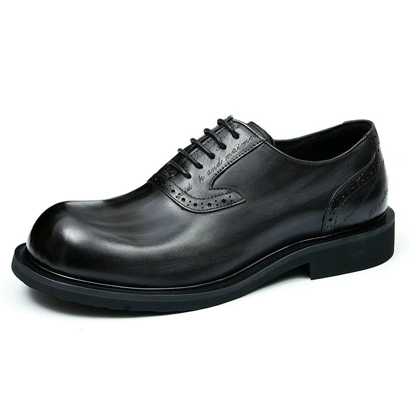 Men's Genuine Leather Leather Shoes, Round Toe, British Style