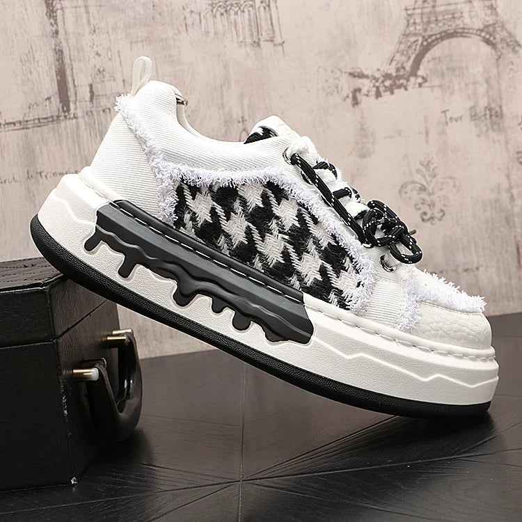 Men's 2026 New Height-Increasing Platform Breathable Lace-Up Low-Top Skate Shoes