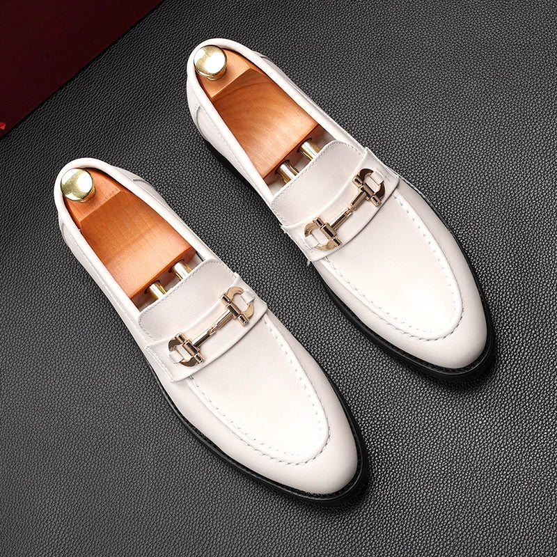 Men's White Loafers, Height Increasing, Slip-On
