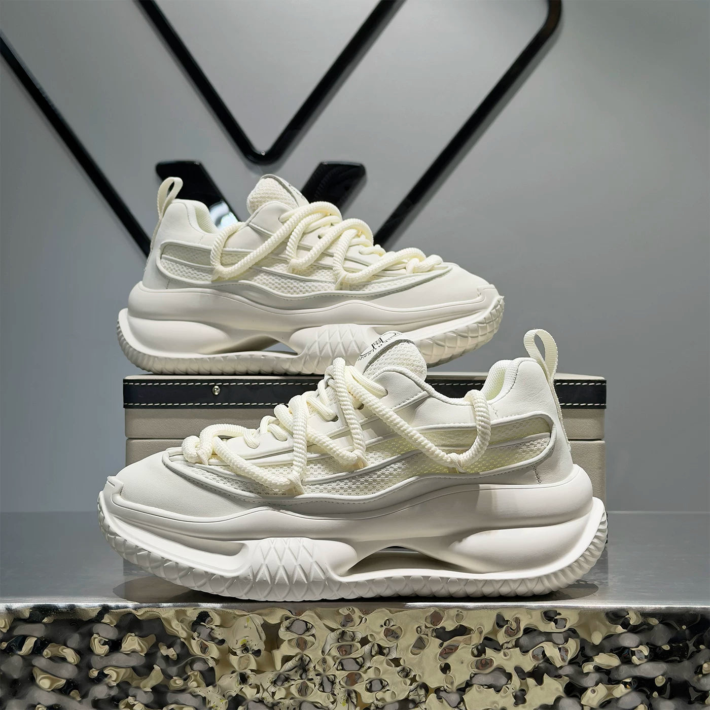 Men's Platform Breathable Mesh Chunky Dad Sneakers Summer
