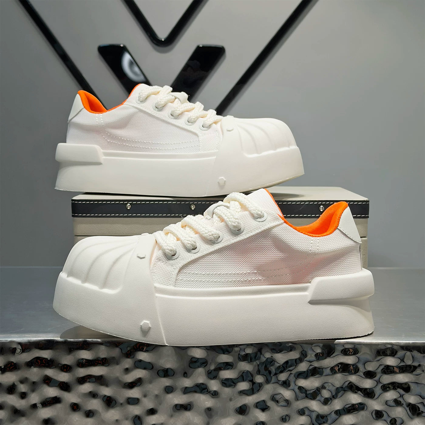 Men's Height-Increasing Platform Low-Top Shell-Toe Trendy Canvas Shoes Summer