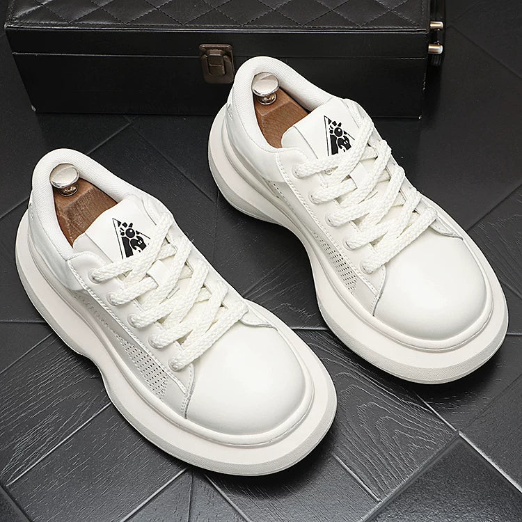 Men's 2026 New Platform Korean Style Athletic Casual White Sneakers
