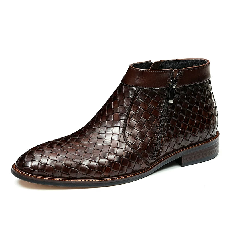Men's Genuine Leather Martin Boots, Woven, British Style