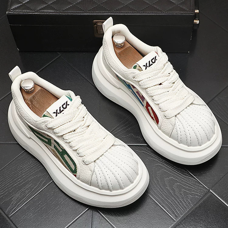 Men's Platform Shell-Toe Trendy White Sneakers 2026
