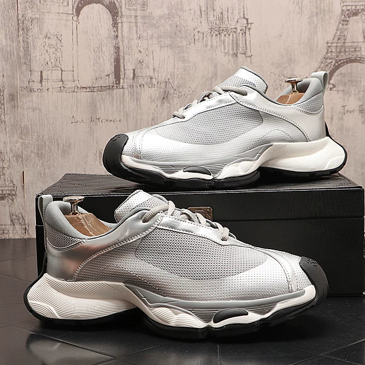 Men's Platform Height-Increasing Breathable Mesh British-Style Athletic Sneakers Casual