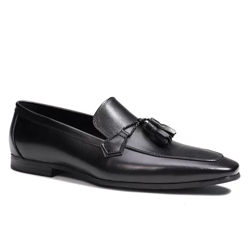 Men's Genuine Leather Loafers, Square Toe, Slip-On