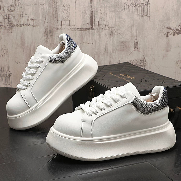Men's Height-Increasing Platform Trendy White Sneakers 2026 Spring