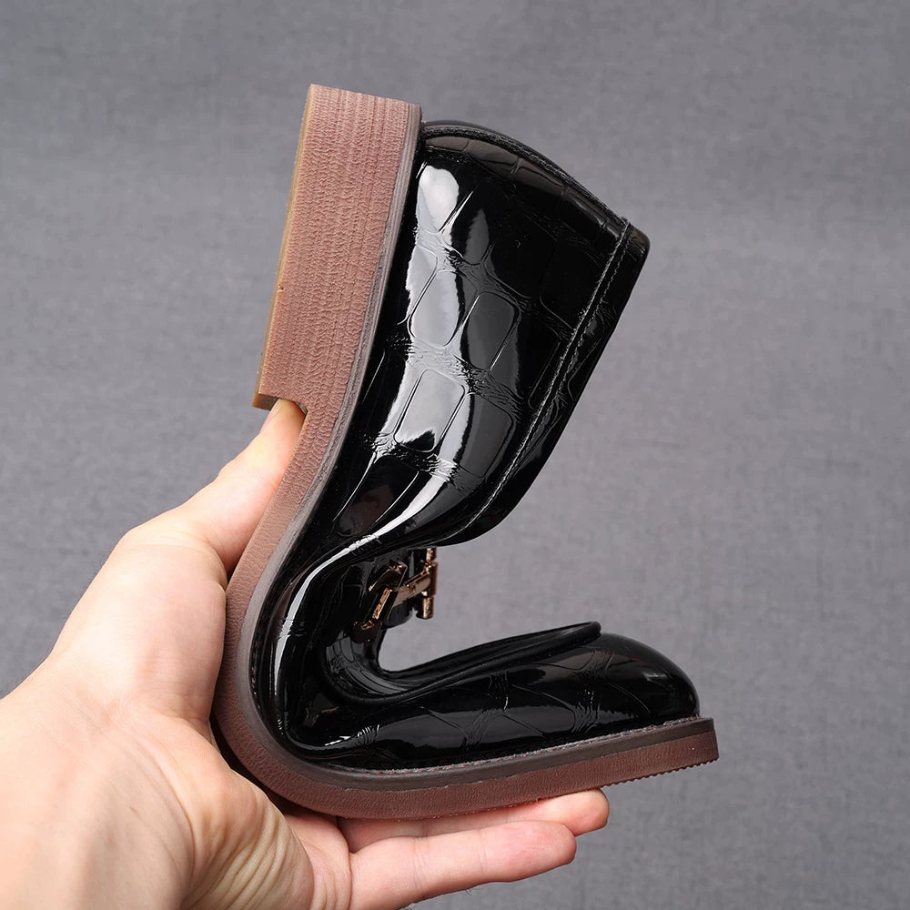Men's Patent Leather Loafers, Height Increasing, Glossy