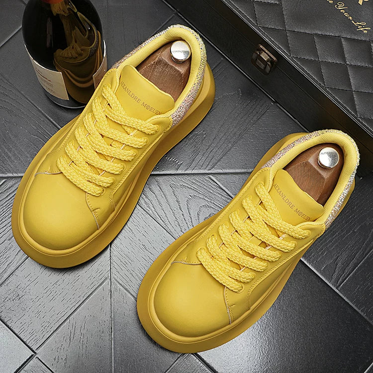 Men's Height-Increasing Platform Trendy White Sneakers 2026 Spring